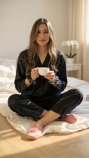 Solid Black Silk